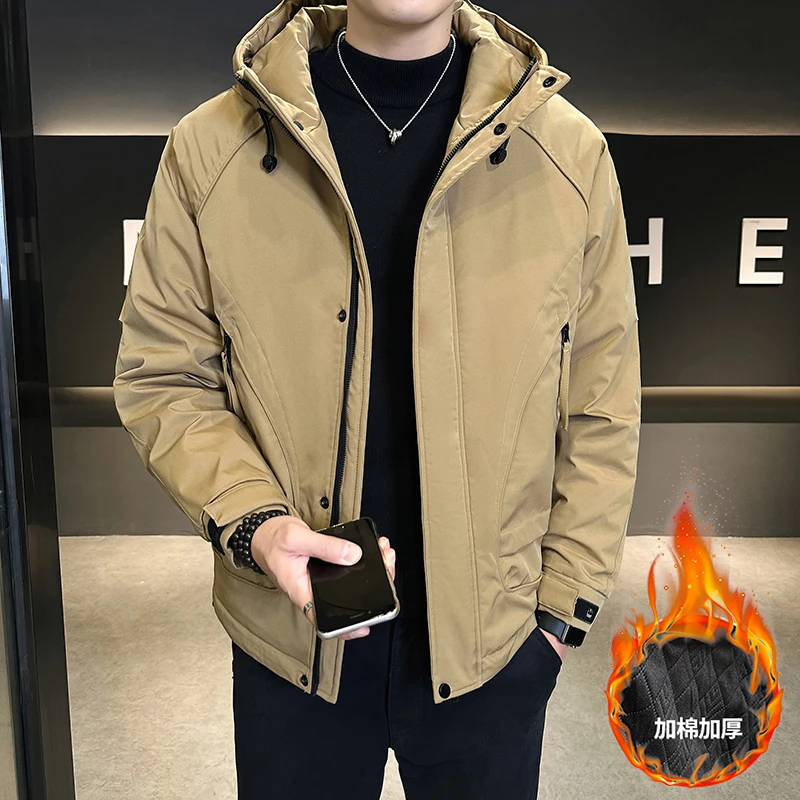 冬装夹克男款加厚外套冬季新款潮流棉服连帽棉衣休闲保暖加绒秋冬