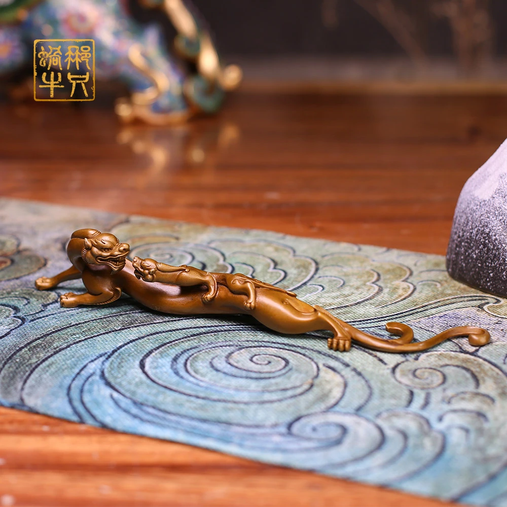 那只蜗牛 16#祥瑞双虬黄铜铜器居家玄关办公室书房摆件礼品铜