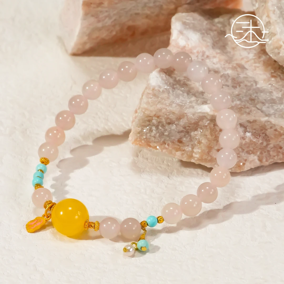 木润【藕粉】天然和田玉藕粉手串lnb154时尚气质百搭