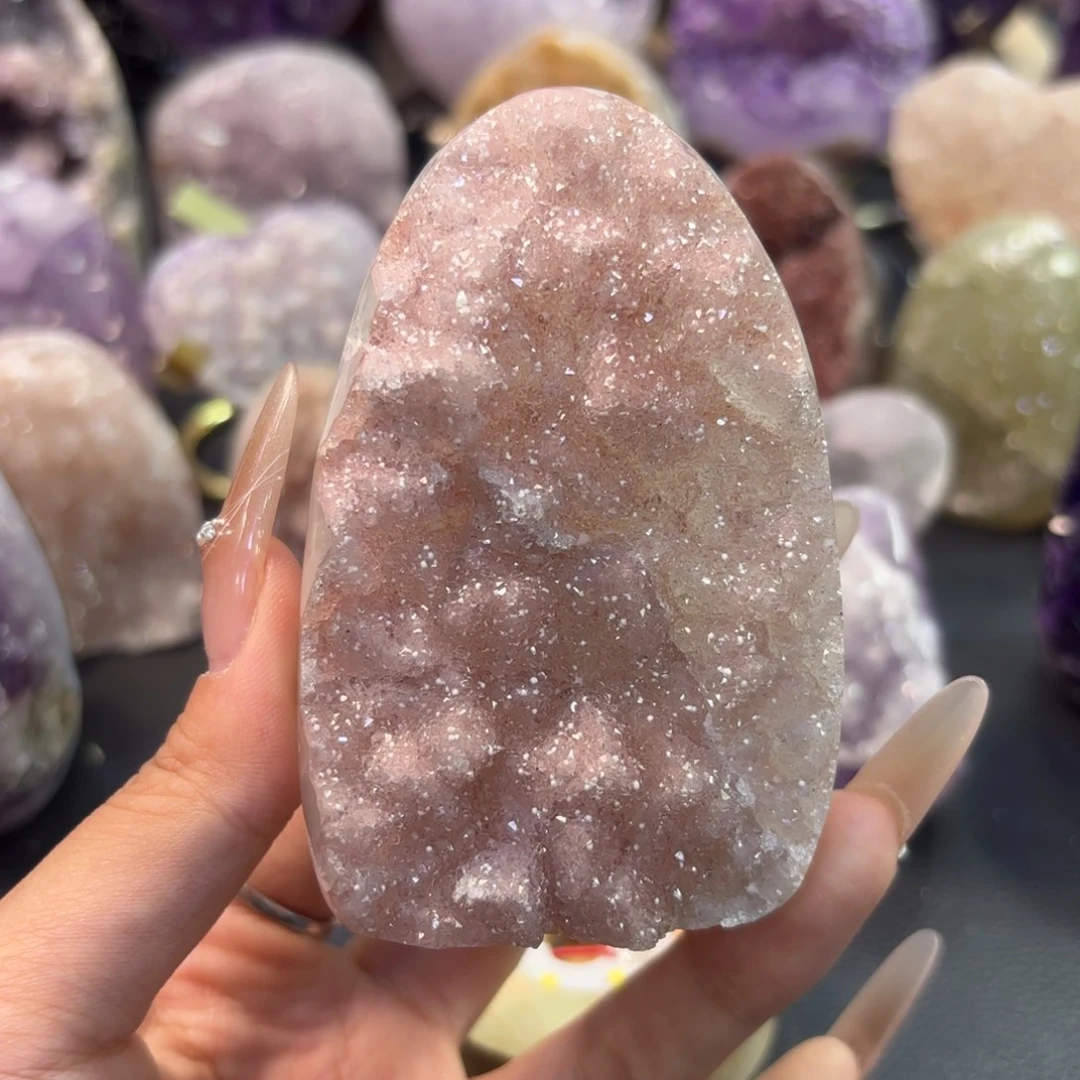 大型摆件（非配饰）紫晶未镶嵌粉牙软 晶镇