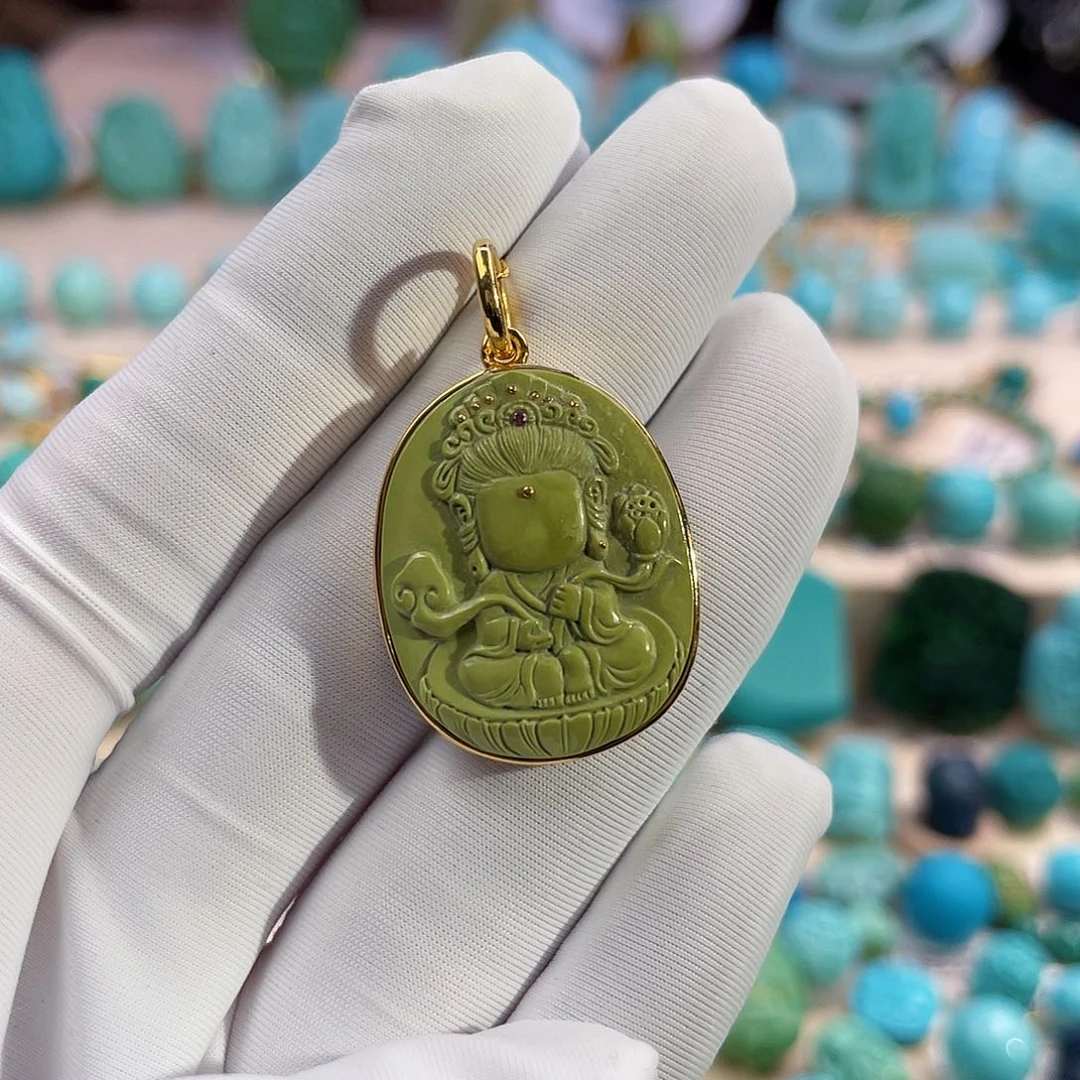 绿松石珠宝奇石18K金镶嵌