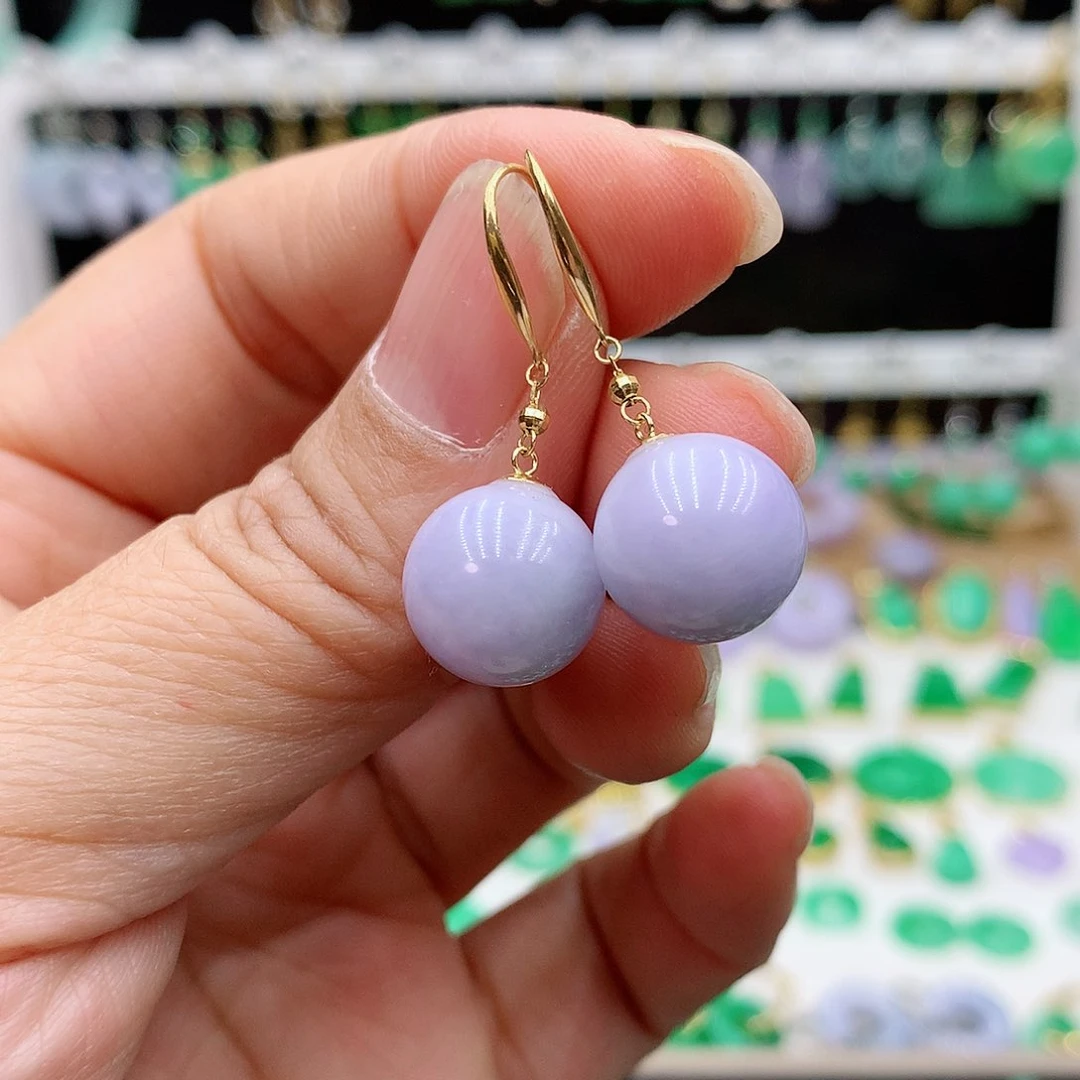 翡翠耳饰18K金镶嵌的