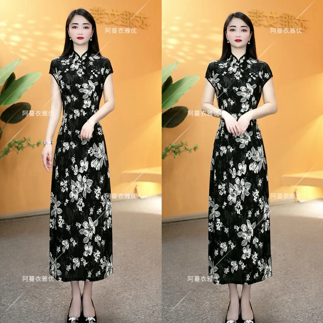 【衣雅严选】8082-1571#新款立领斜门襟古典显瘦显高旗袍连衣裙