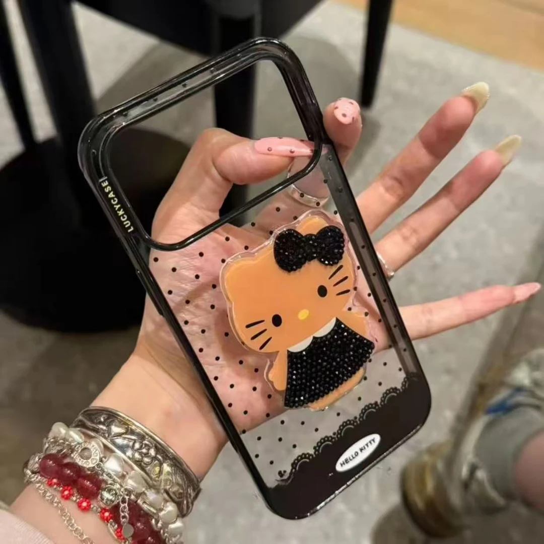 蕾丝波点黑裙Kitty适用iPhone17promax手机壳苹果16Pro可爱15/14
