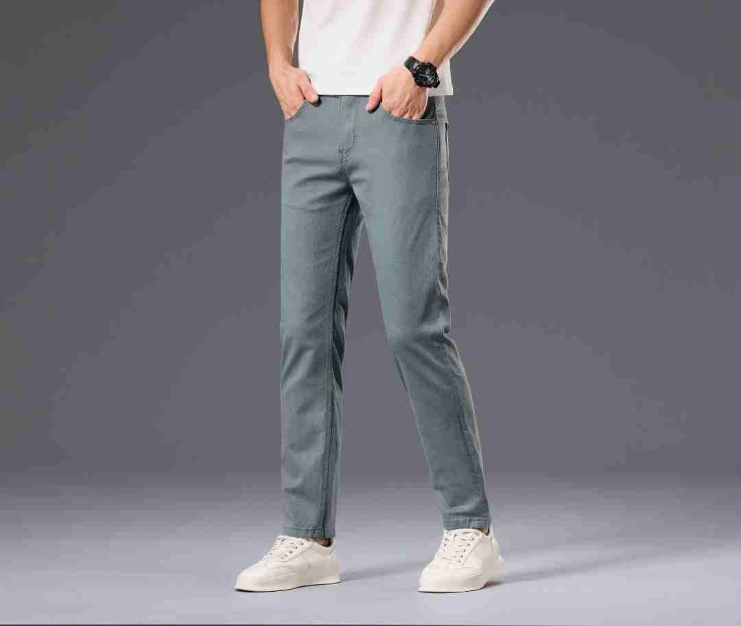 YUANNIU/原牛牛仔夏季薄款轻奢百搭弹力九分男士牛仔裤修身小直筒