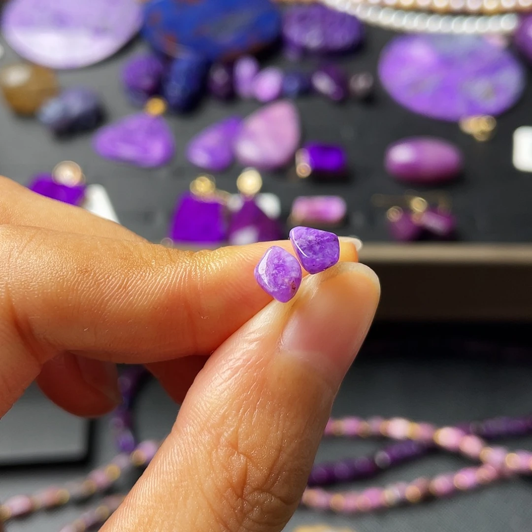 苏纪石（舒俱来）耳钉银S925镶嵌