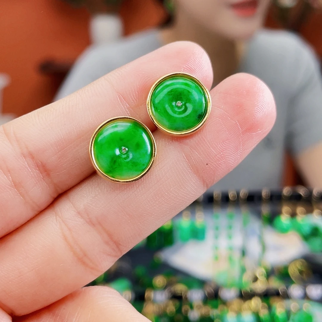 翡翠银S925镶嵌耳饰