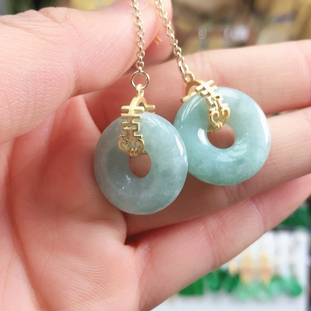 翡翠耳饰银S925镶嵌耳饰