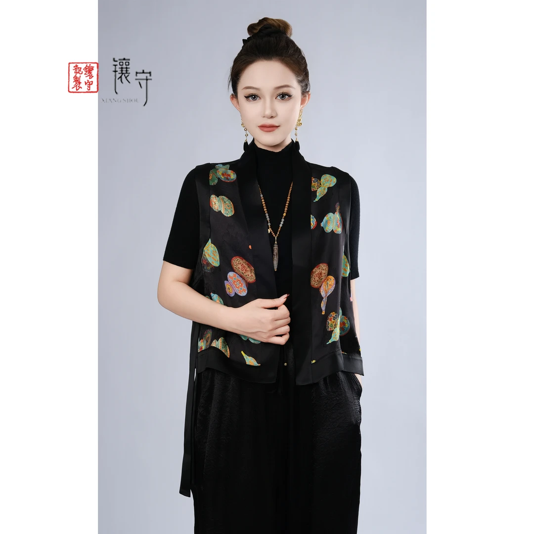 【镶守·福禄】春季新中式印花时尚洋气轻奢百搭古风马甲G3299-1葫芦