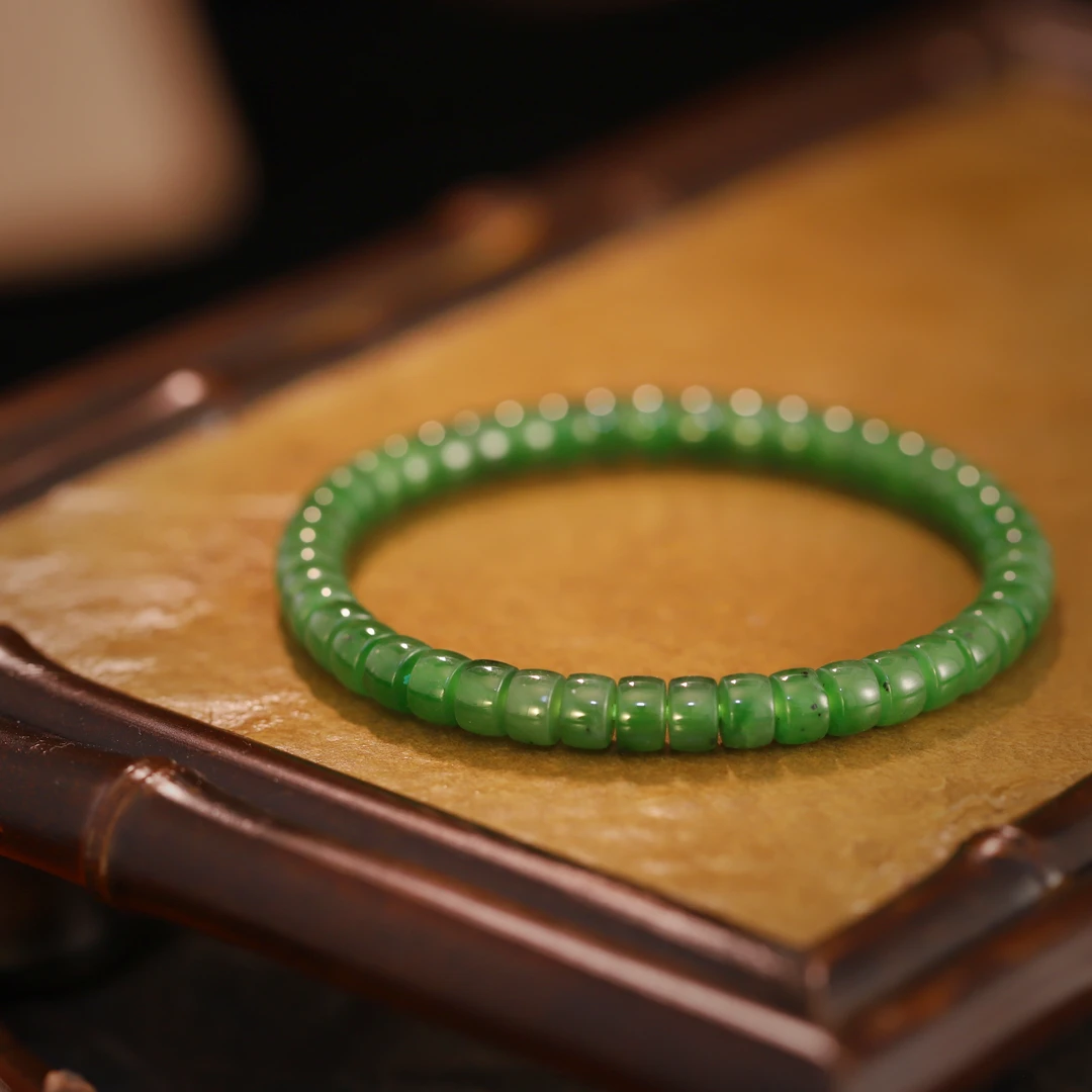 和田碧玉极限弧手串 6mm H18651