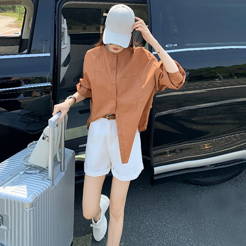 311-320衬衣夏装短款纯色薄款衬衫静奢风时尚显瘦韩版【非主图款】