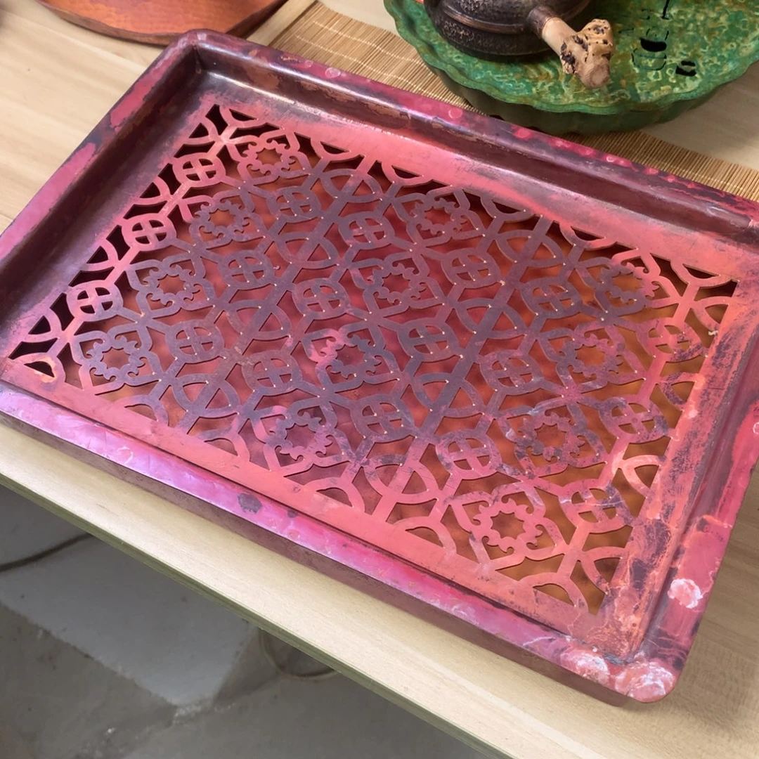 茶***妹微瑕火烧红苏式窗花壶承