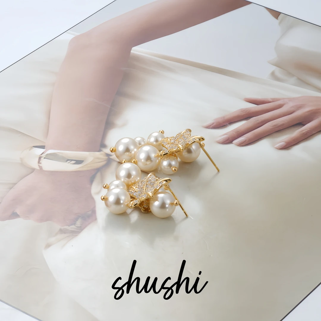 铜合金仿珍珠耳饰 时尚经典轻奢气质百搭耳环8780