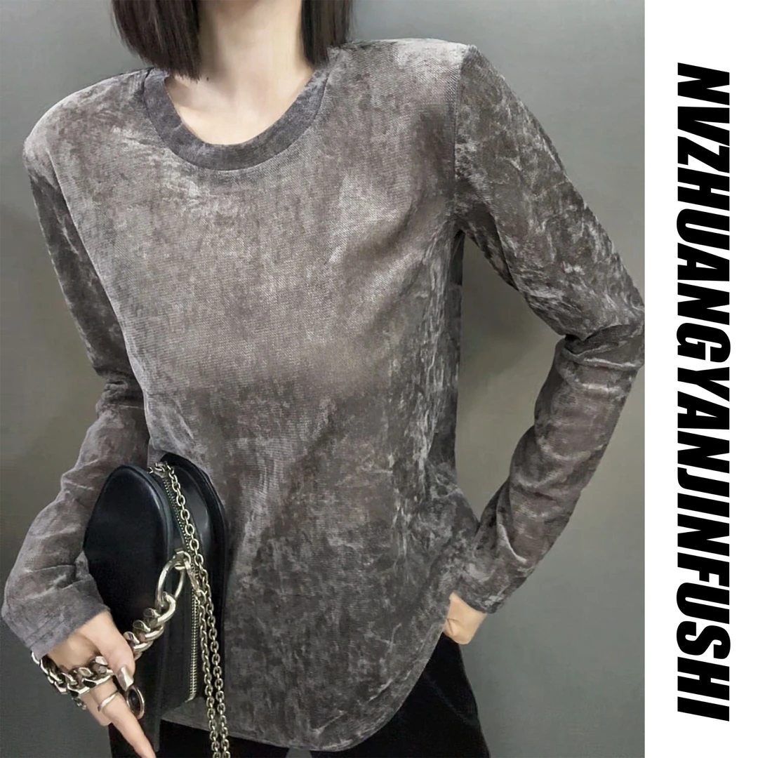 【钻石绒上衣 】高级T恤 丝绒白搭显瘦上衣