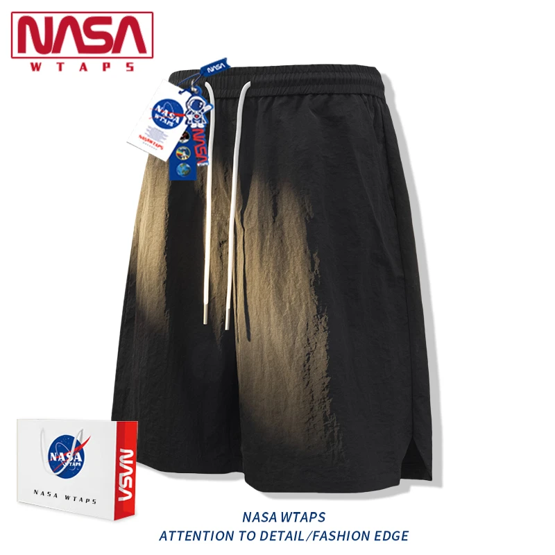 NASA WTAPS冰丝运动短裤男款夏季凉感透气五分裤多巴胺休闲沙滩裤