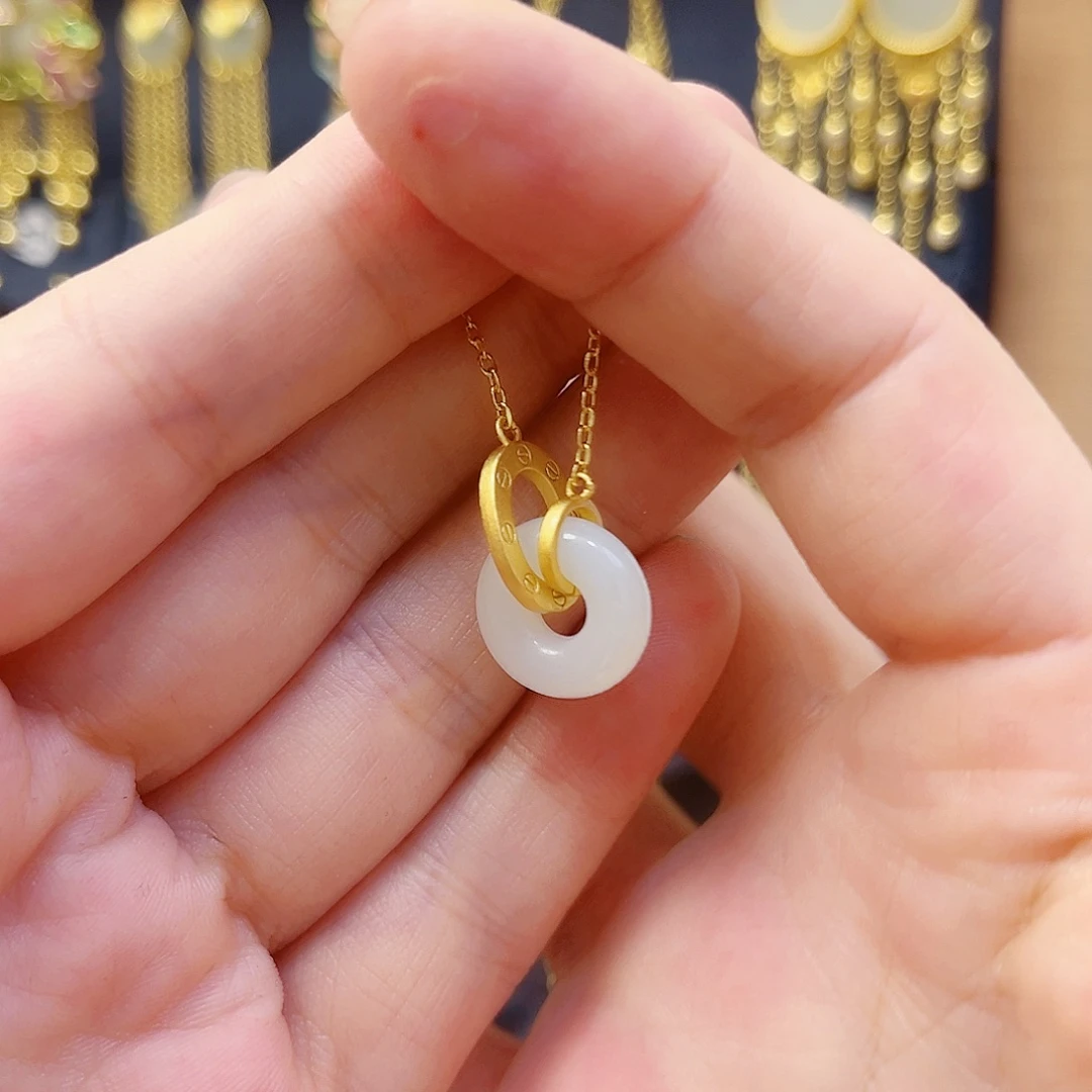 和田玉银S925镀金镶嵌颈饰