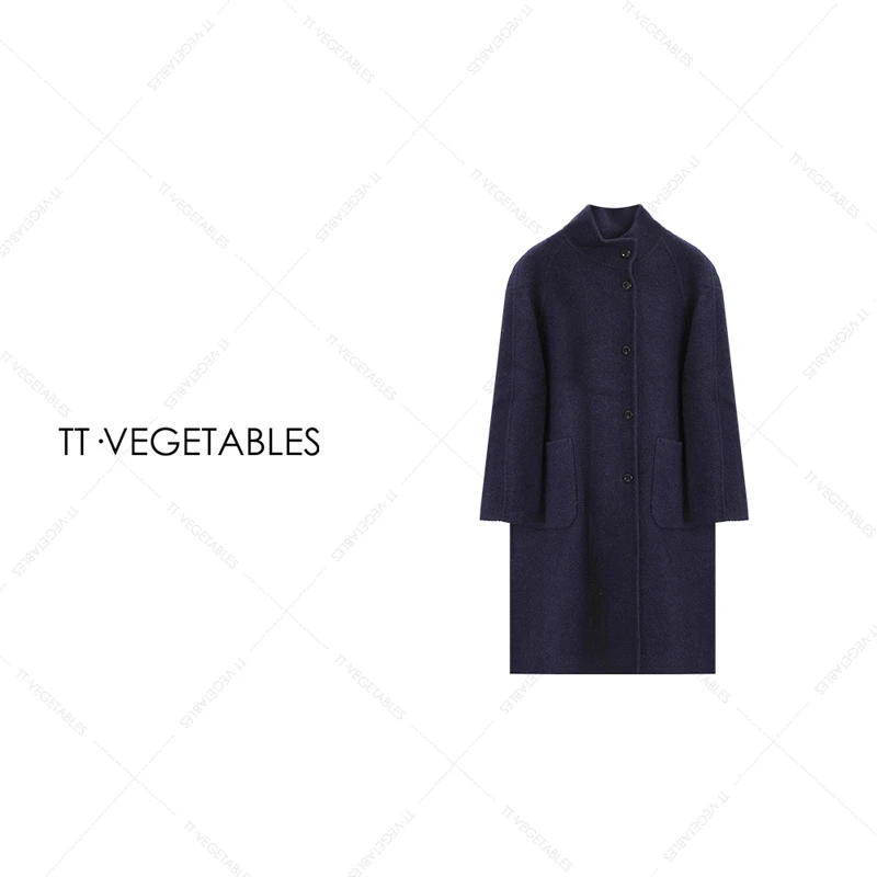 TT・VEGETABLES【序白】慕蓝 马海毛羊毛呢外套女中长款呢大衣521244