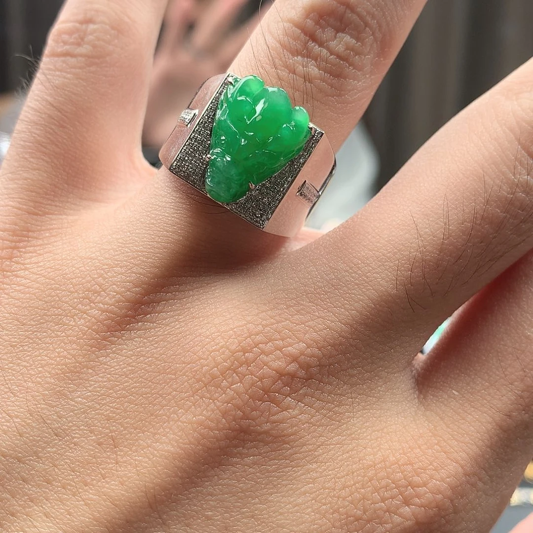 翡翠戒指14K金镶嵌