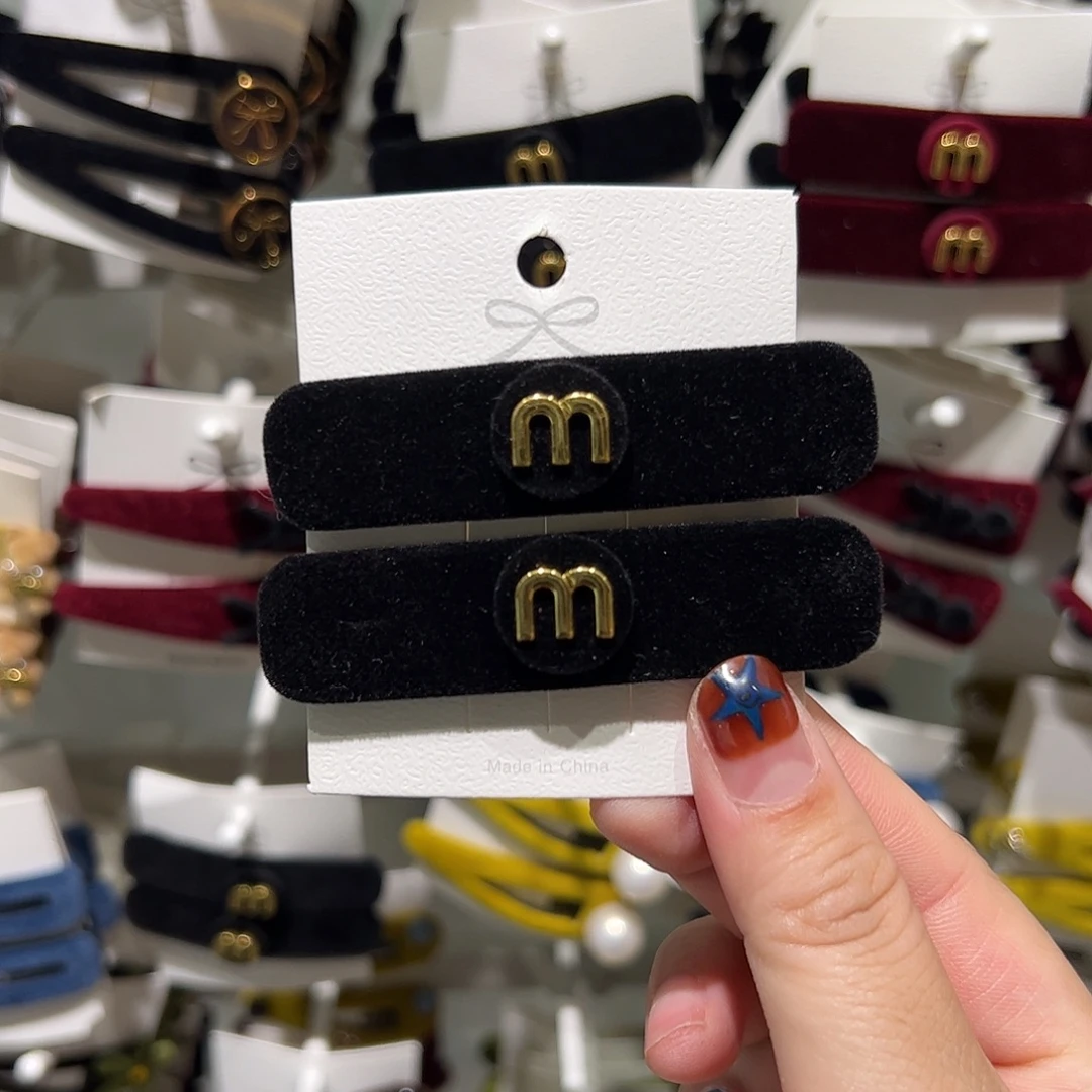 非金属布艺M黑色丝绒拜拜夹