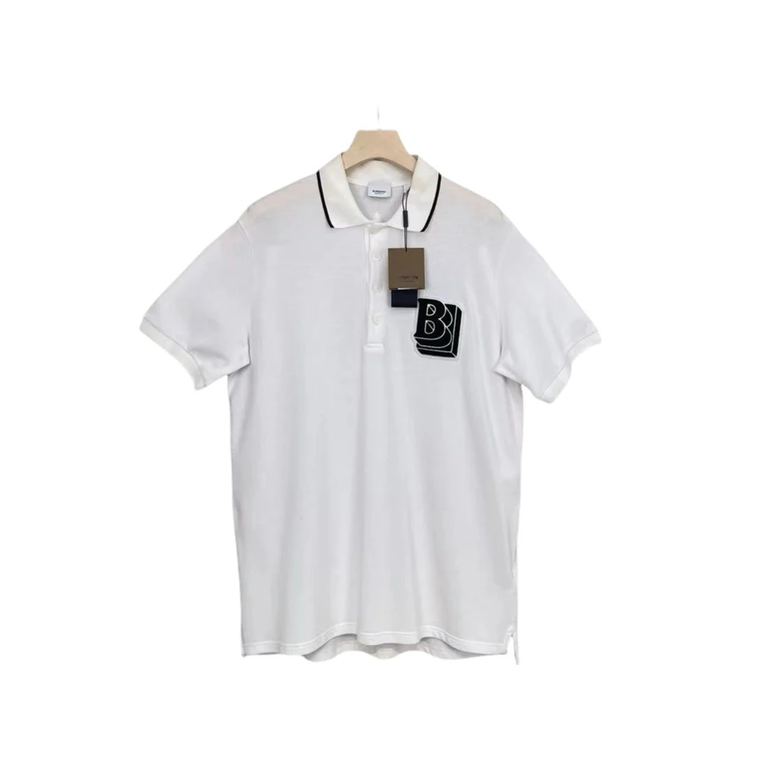 全新未使用 BURBERRY/博柏利 巴宝莉白色新款刺绣短袖Polo衫/L码
