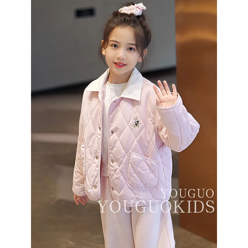 女童夹棉外套秋季2025新款儿童超好看棉衣秋冬款衣服女孩加厚上衣
