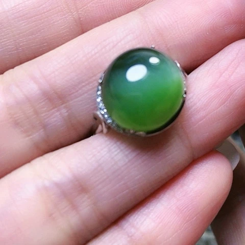 和田玉戒指银S925镶嵌