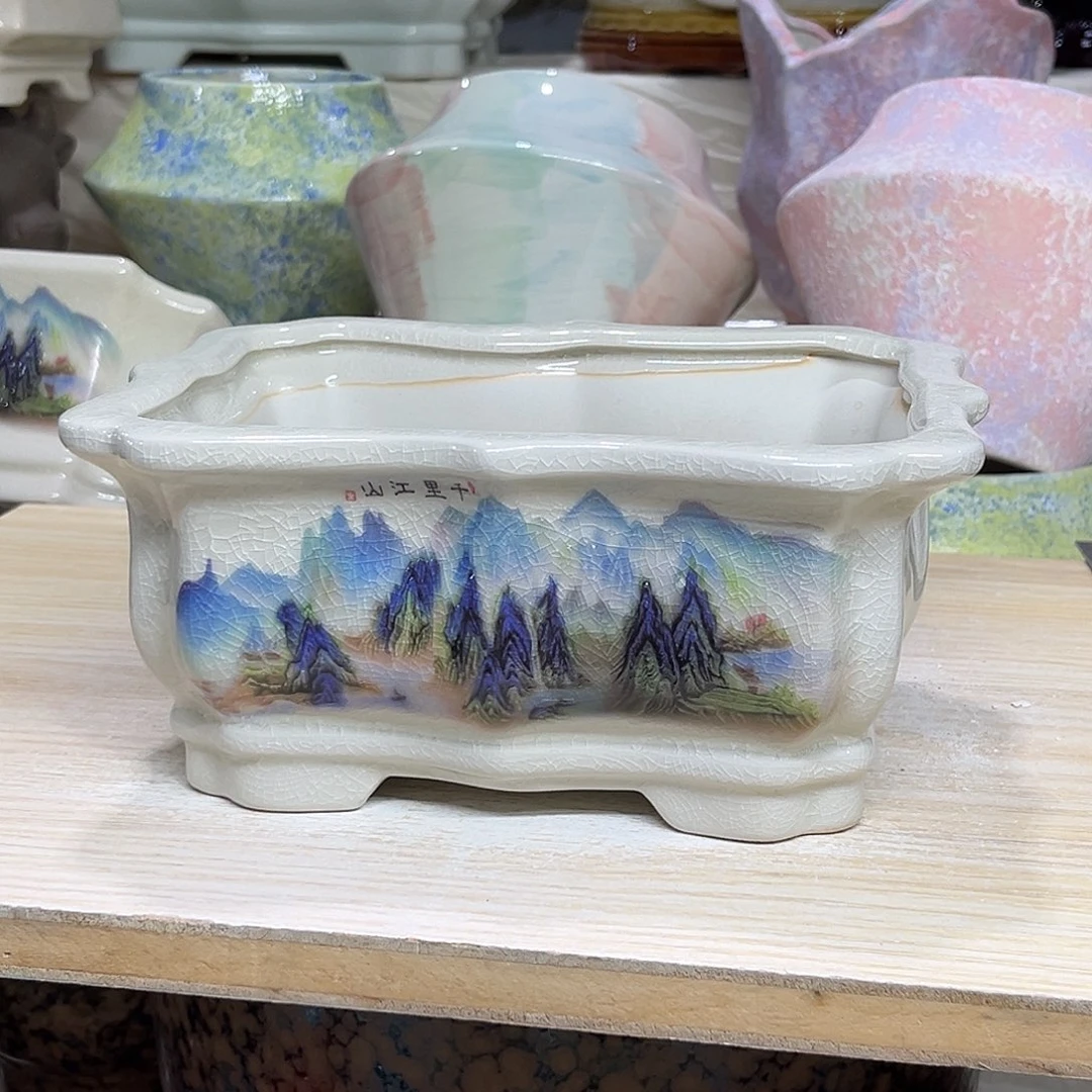 陶瓷绿植多肉微瑕花盆外口径：20*15*9.5