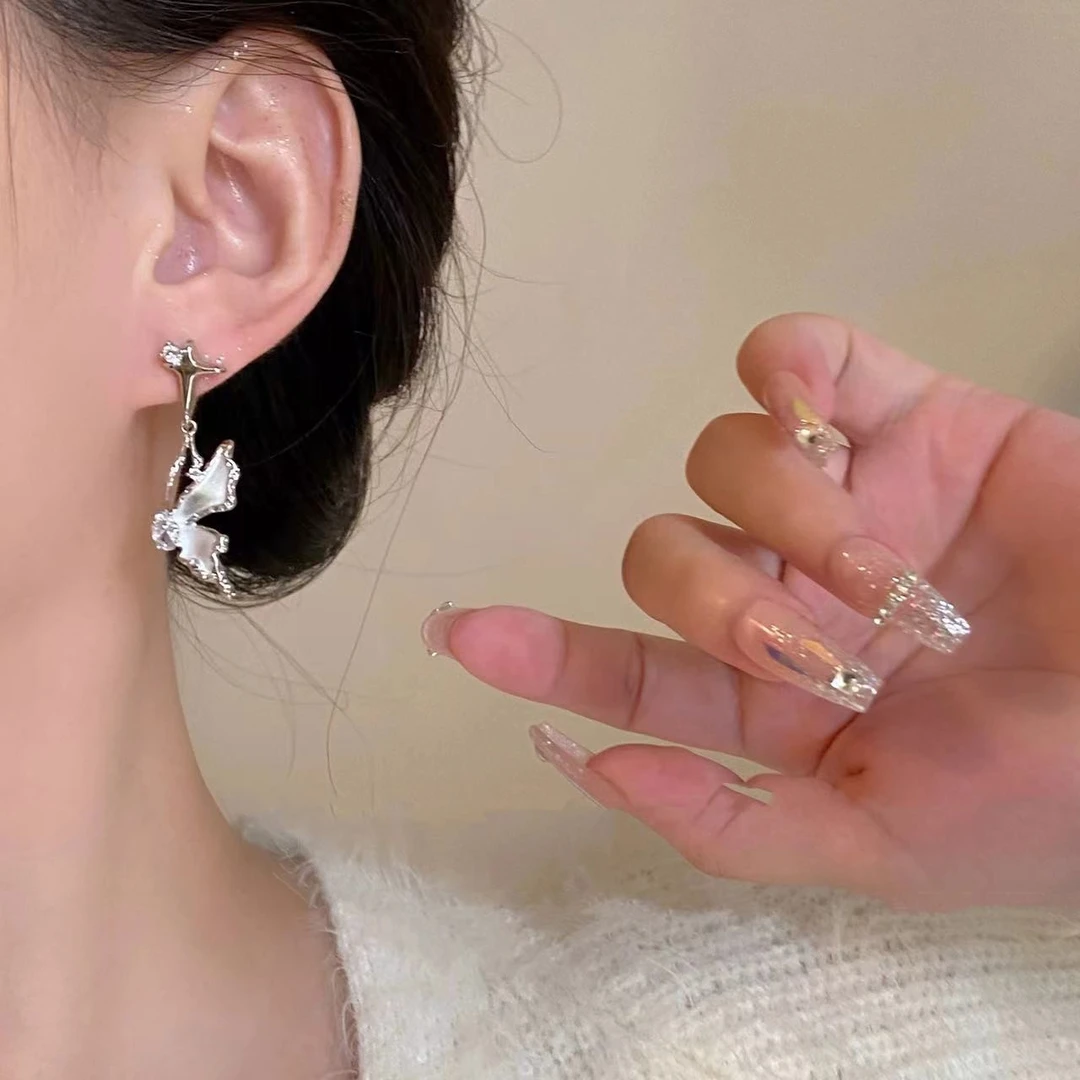 蝴蝶流苏耳环女时尚小众轻奢精致高级感耳钉2025新款爆款高级感配