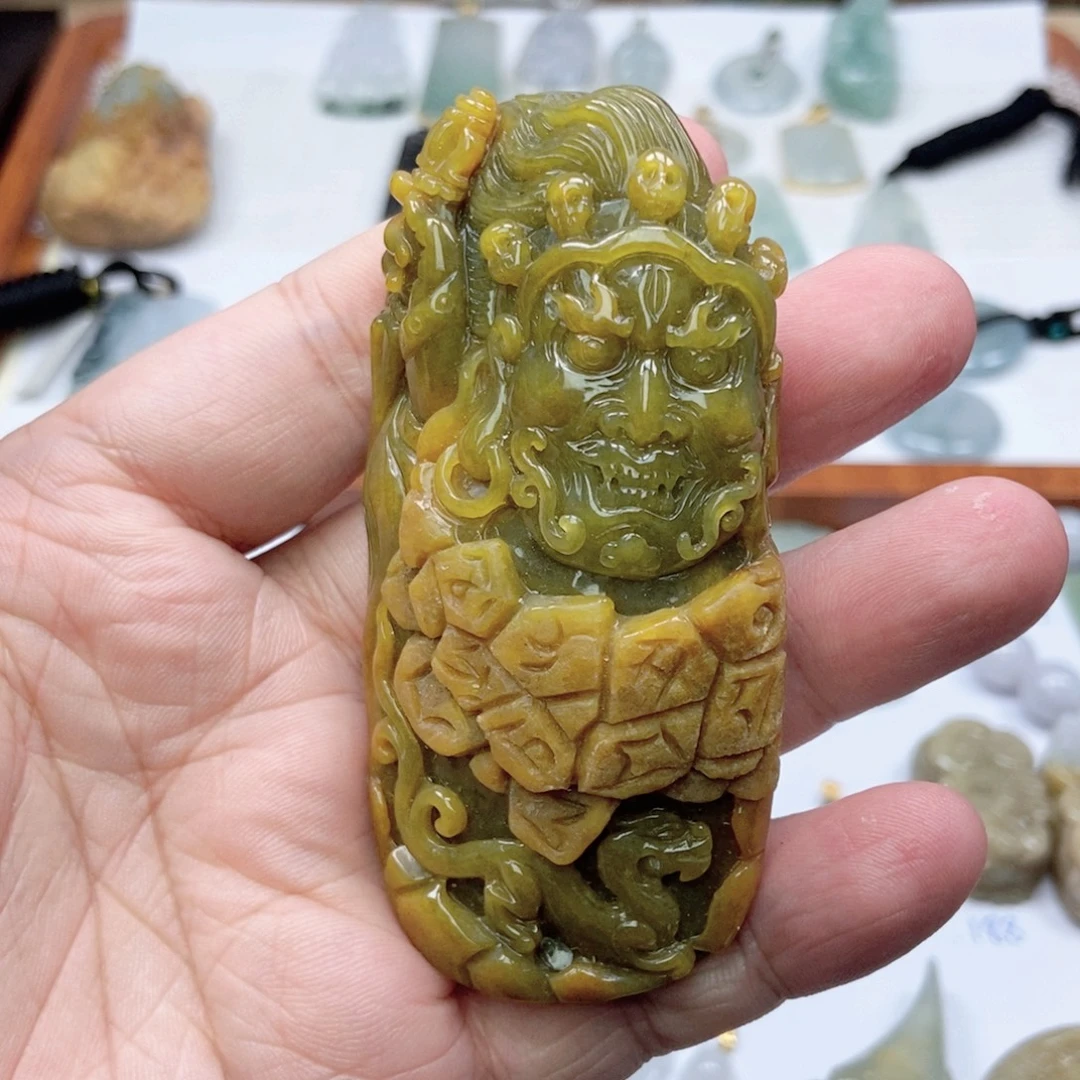 翡翠未镶嵌颈饰黄财特色件 天然缅甸ａ货翡翠男女礼物高级感