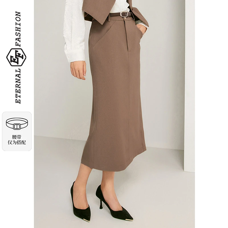 EF小众设计复古中长裙2025春季新款包臀高腰洋气半身裙E1241B0009