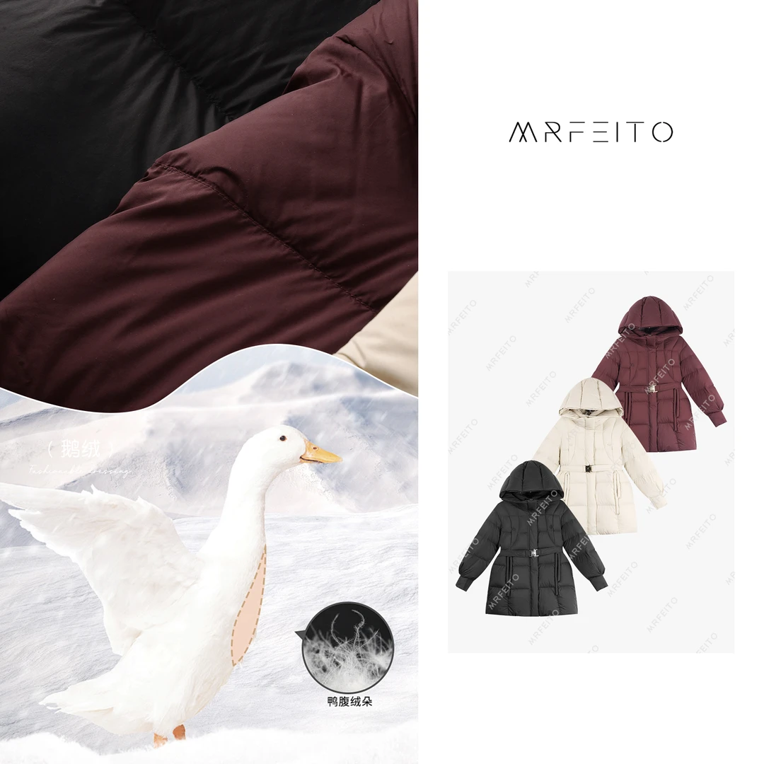 MRFEITO【酷飒女主】小蛮腰显瘦泡芙连帽休闲羽绒服H106YR01D30321