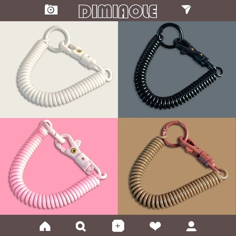 糖果色弹簧绳卡套挂绳ins风拉伸挂绳工牌门禁卡饭卡钥匙防丢挂链