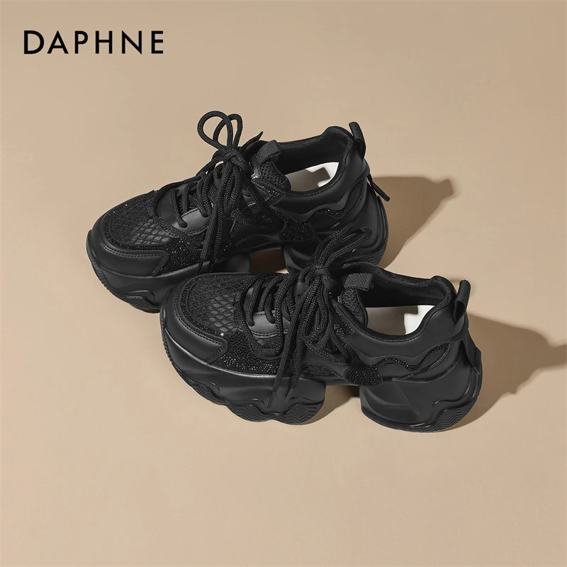 达芙妮新款女鞋2025夏季薄款网面透气老爹鞋厚底百搭休闲运动鞋子
