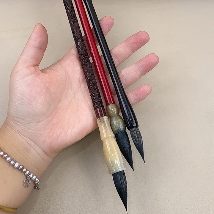 高端毛笔三支九五至尊红版本，点绛唇大号黑尖中楷