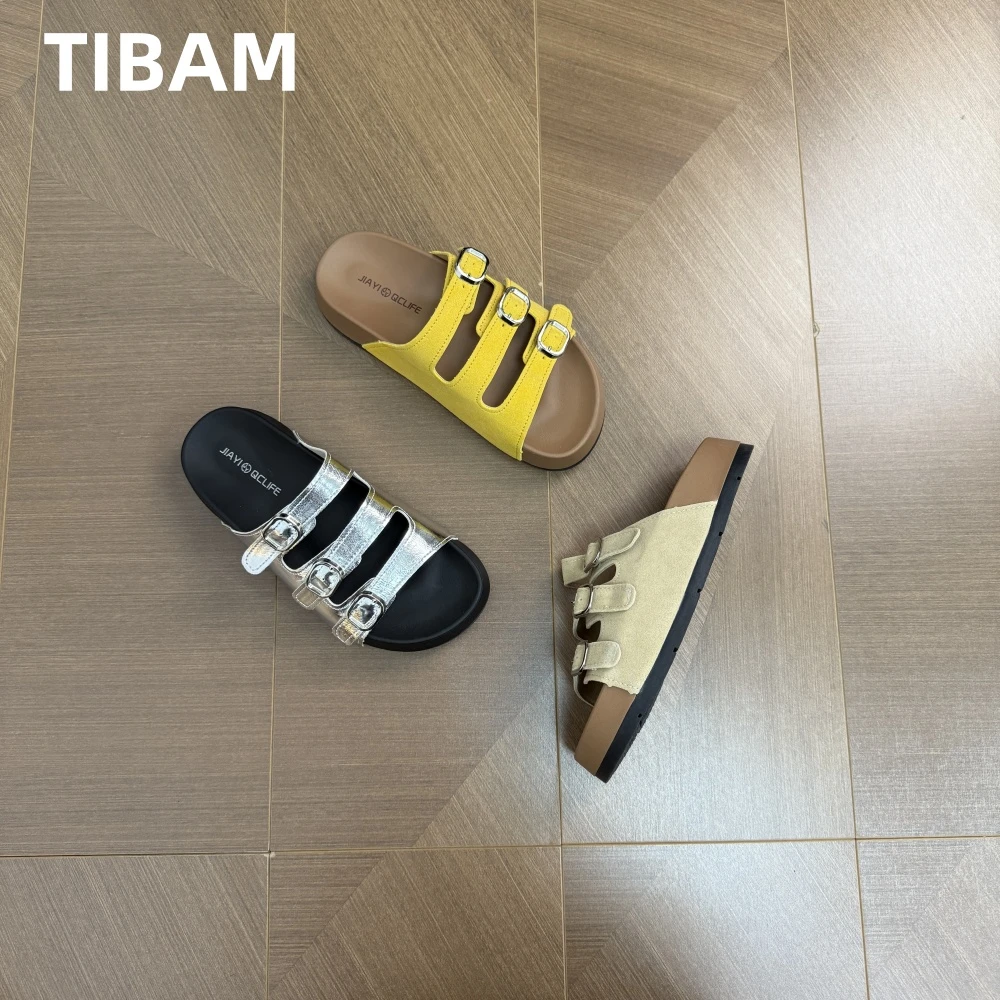 厚底勃肯拖鞋女夏外穿2025新款配裙子休闲沙滩一字拖踩屎感凉拖鞋