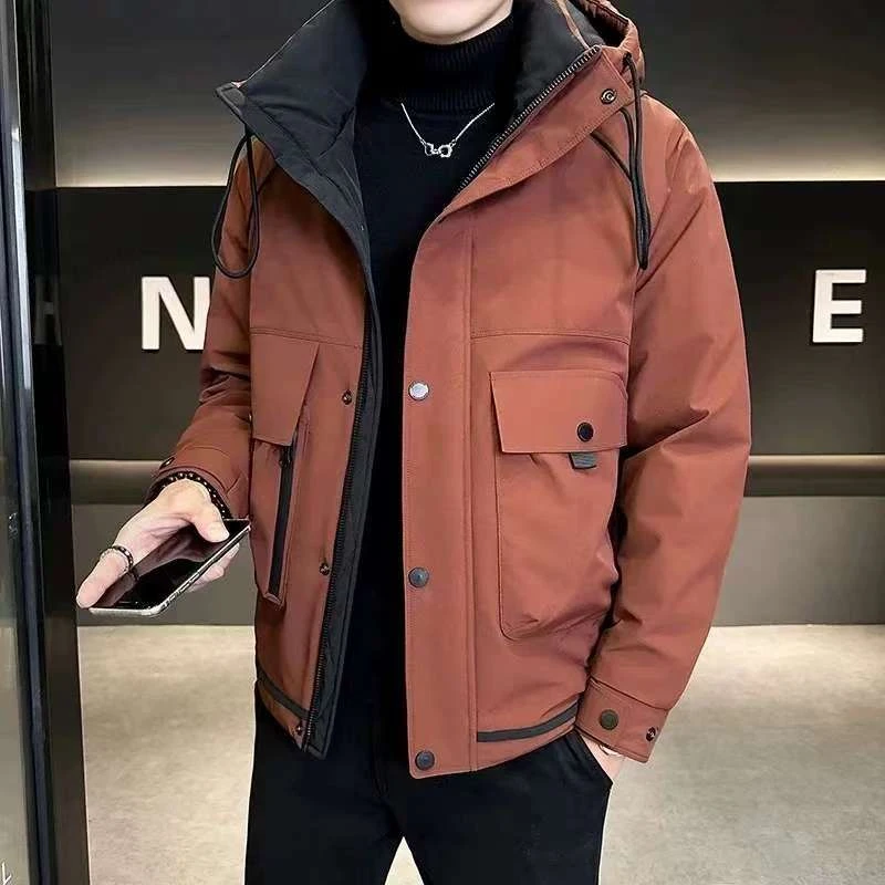 2025新款男士潮流百搭加绒保暖防风防寒时尚宽松工装显瘦外套