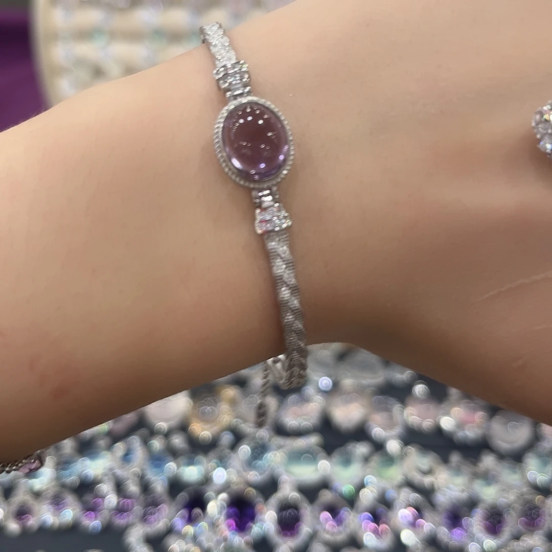 晚****紫晶戒指银S925镶嵌手链