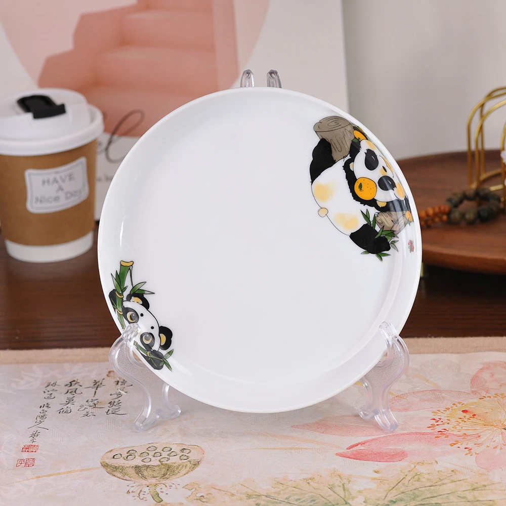 造辞景德镇耐高温防滑高档家用餐盘熊猫