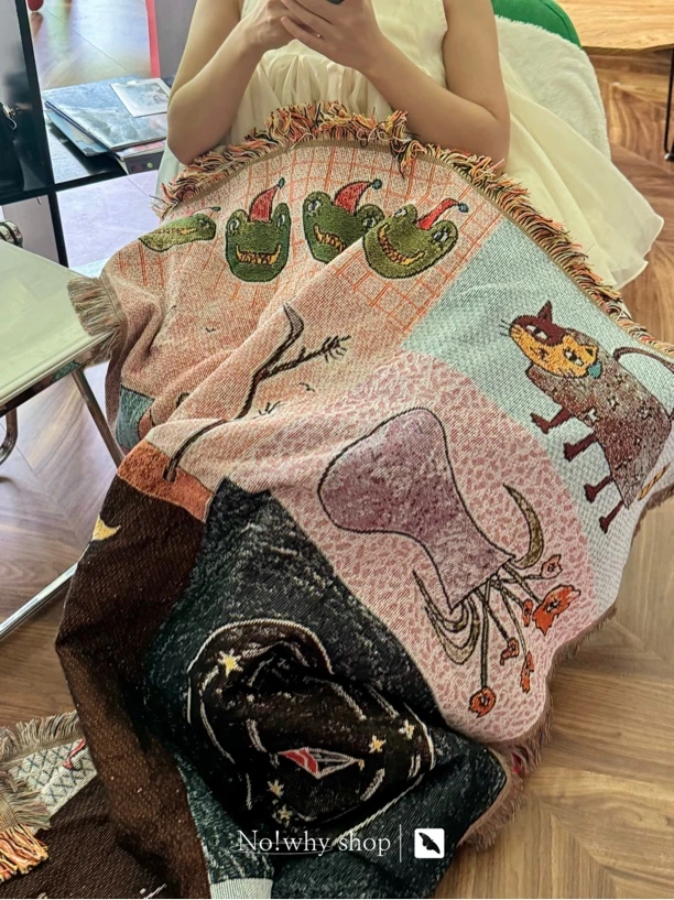 No!why shop·歪店针织挂毯童趣ins感沙发盖毯壁饰线毯"毒蘑菇"