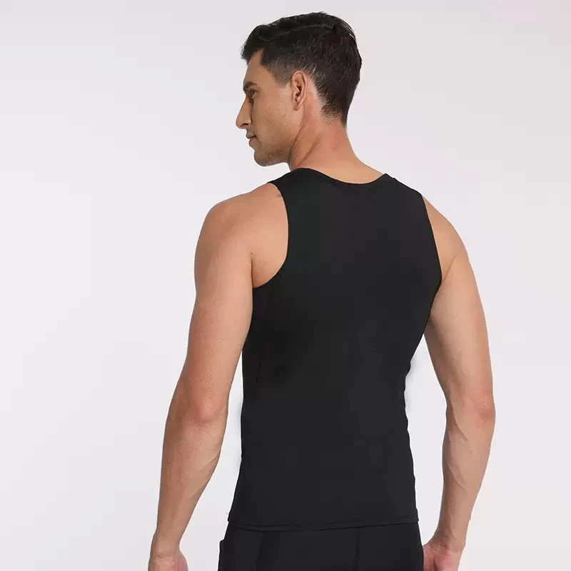 运动紧身背心男跑步篮球训练健身房夏季打底速干衣L上衣黑色