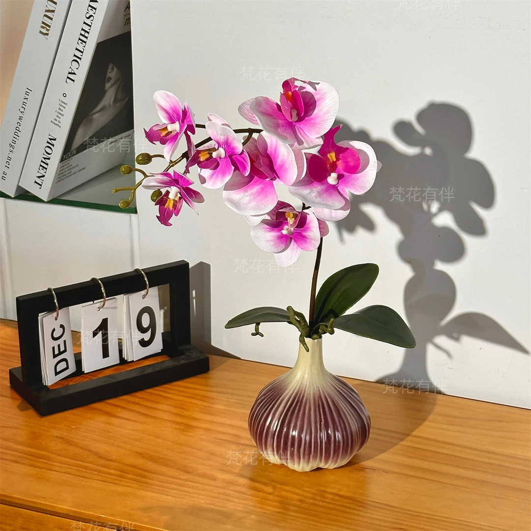 蝴蝶兰手感仿真花客厅茶几桌面餐桌书桌床头柜办公室仿真花摆件