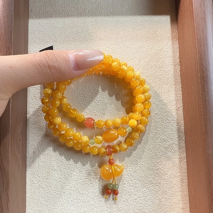 蜜蜡未镶嵌手串6.5mm蜜蜡手串