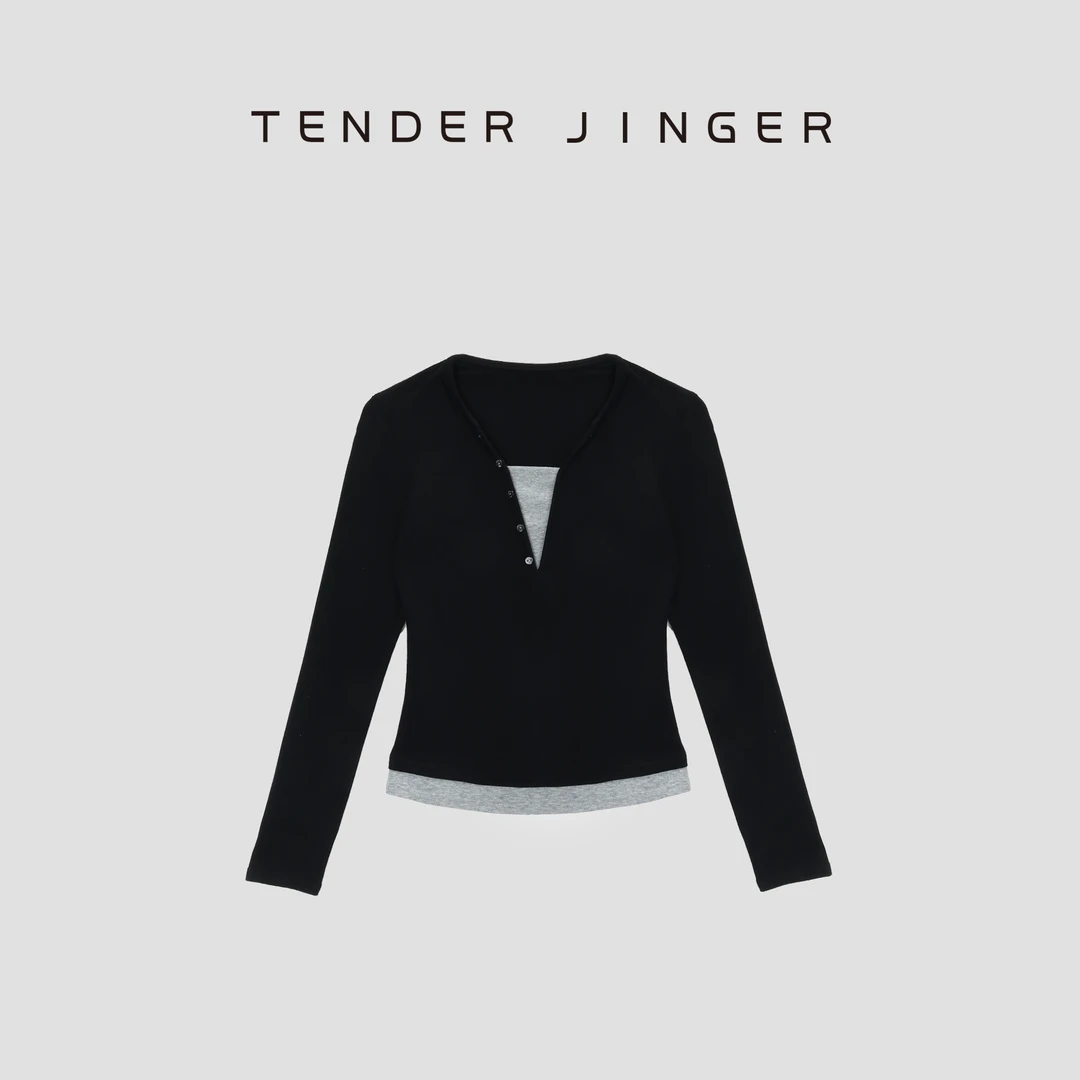 Tender Jinger|线下专供 长袖假两件拼色针织打底衫T53LFK30879