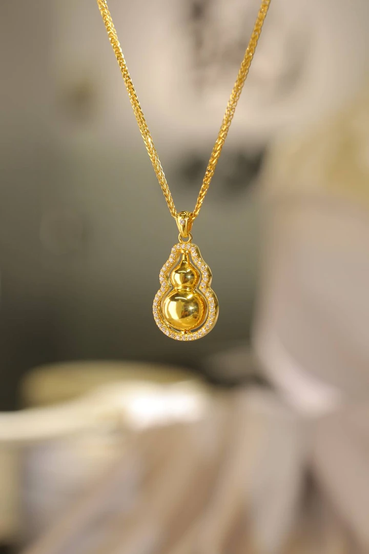 Pt950铂金黄 紫金葫芦套链 气质轻奢时尚百搭小众项链