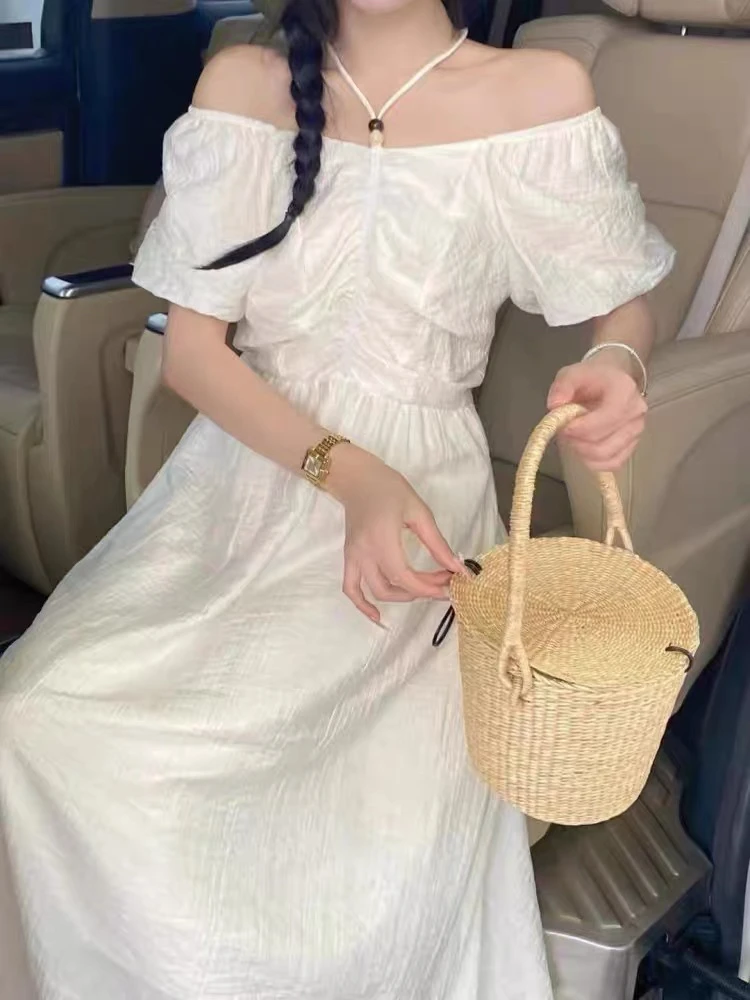 172 度假风高级感设计纯色百搭显瘦连衣裙（J023）