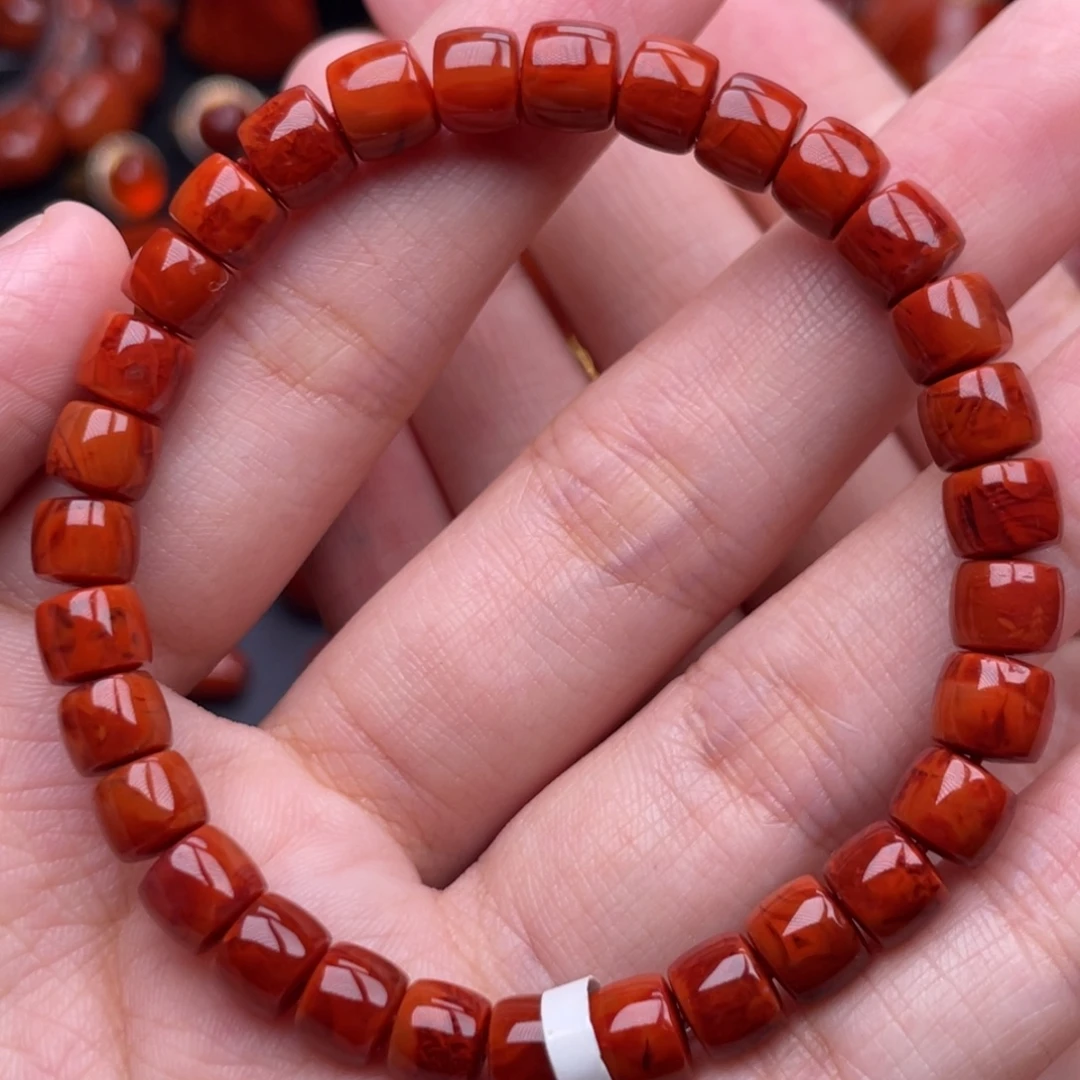 南红玛瑙未镶嵌珠宝奇石单圈7mm