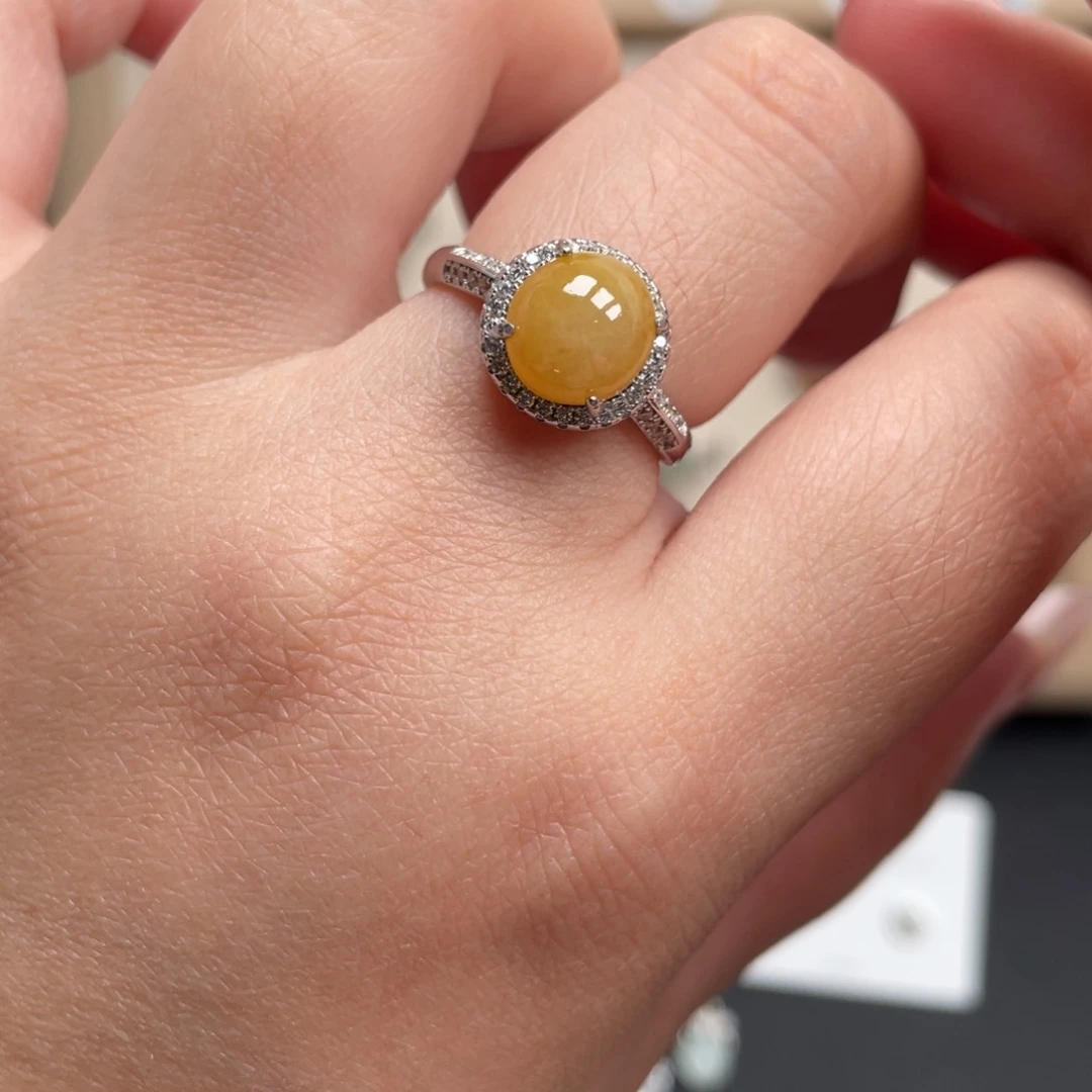 翡翠戒指银S925镶嵌戒指