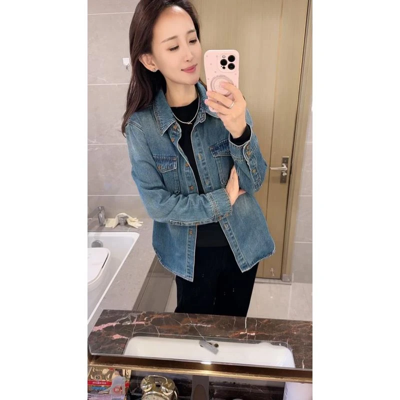 外套-CS207 双口袋翻领长袖牛仔