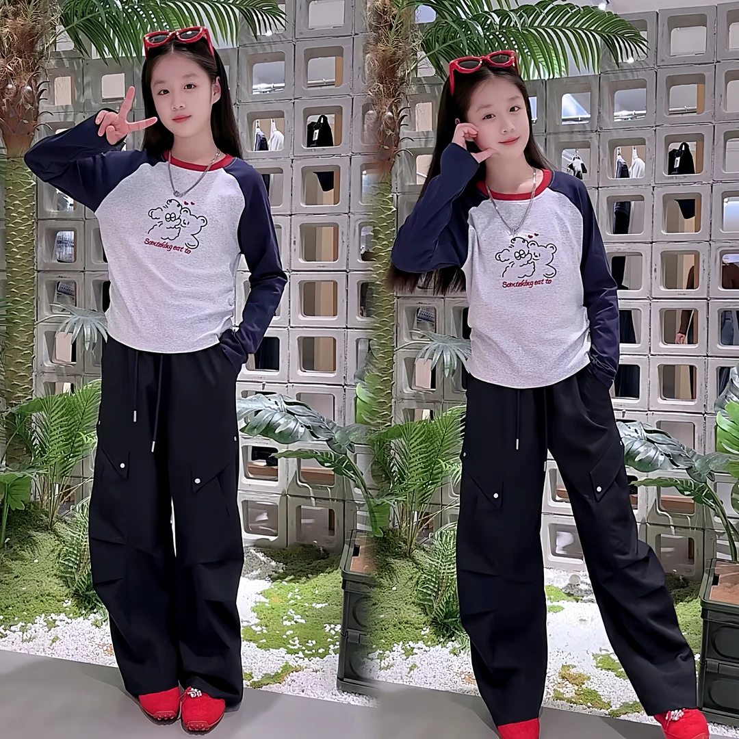 女童春秋新款套装儿童长袖上衣时尚休闲宽松女孩卫衣+裤子两件套8