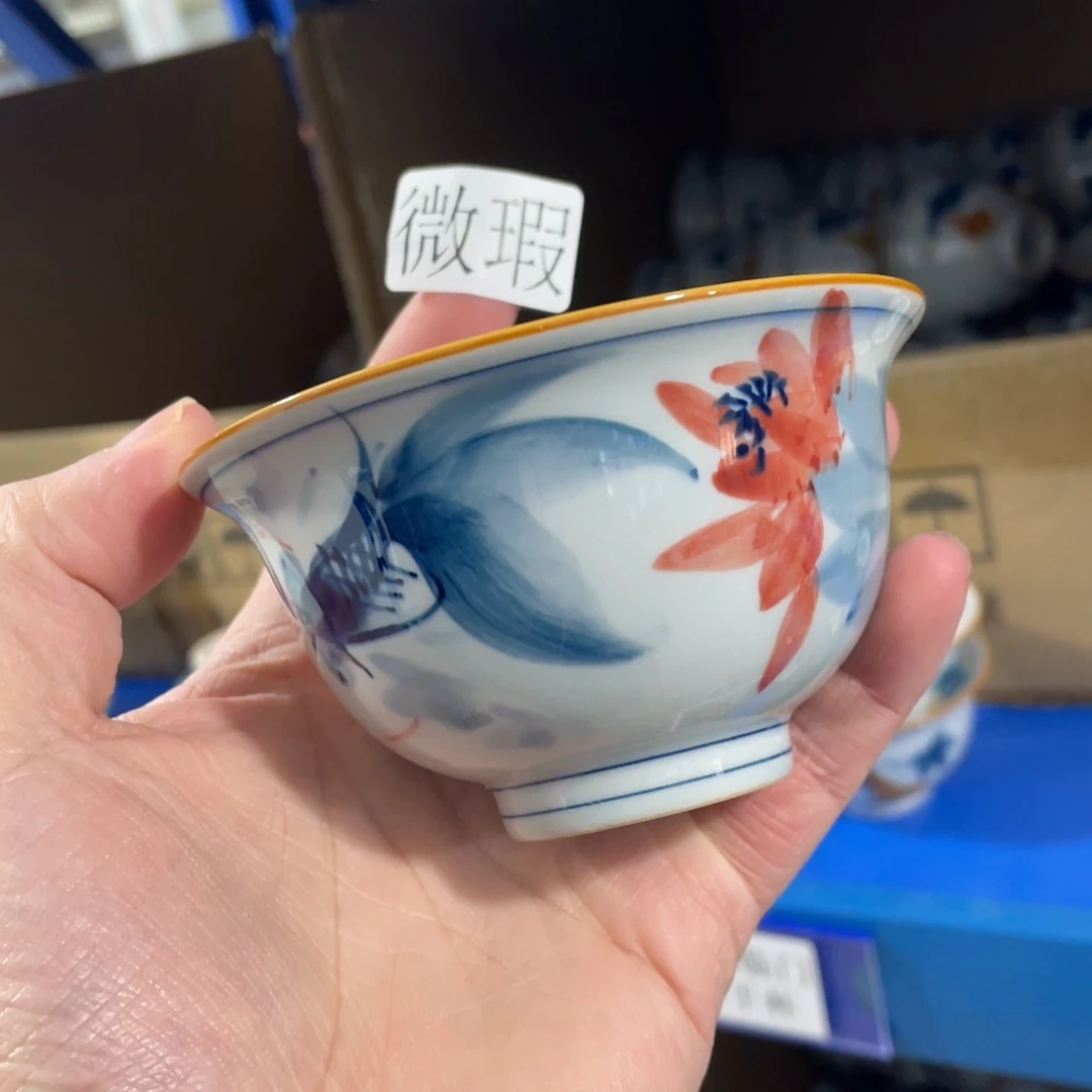 釉下手绘茶具微瑕